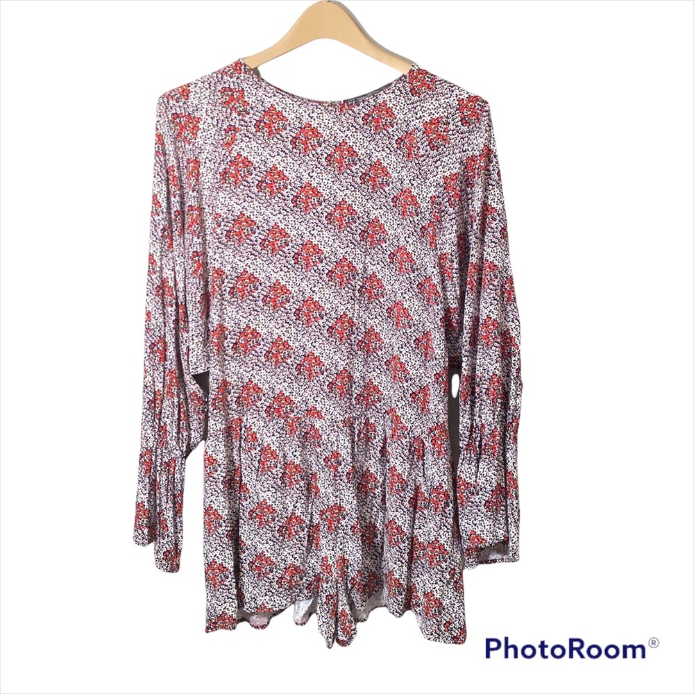 ZARA Trafaluc Red Black Floral Long Sleeve Romper Women’s Small NWT Boho
